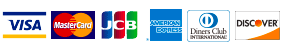 VISA、MasterCard、JCB、American Express、Diners Club、Discover